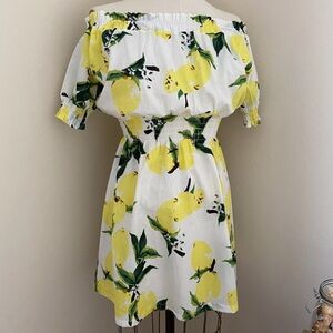 Amorini Off The Shoulder Mini Lemon Positano Amalfi Style Dress size: S